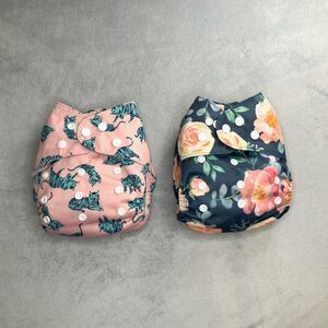 2 Pc Eco Cloth Diaper Set - Tigers / Flowers